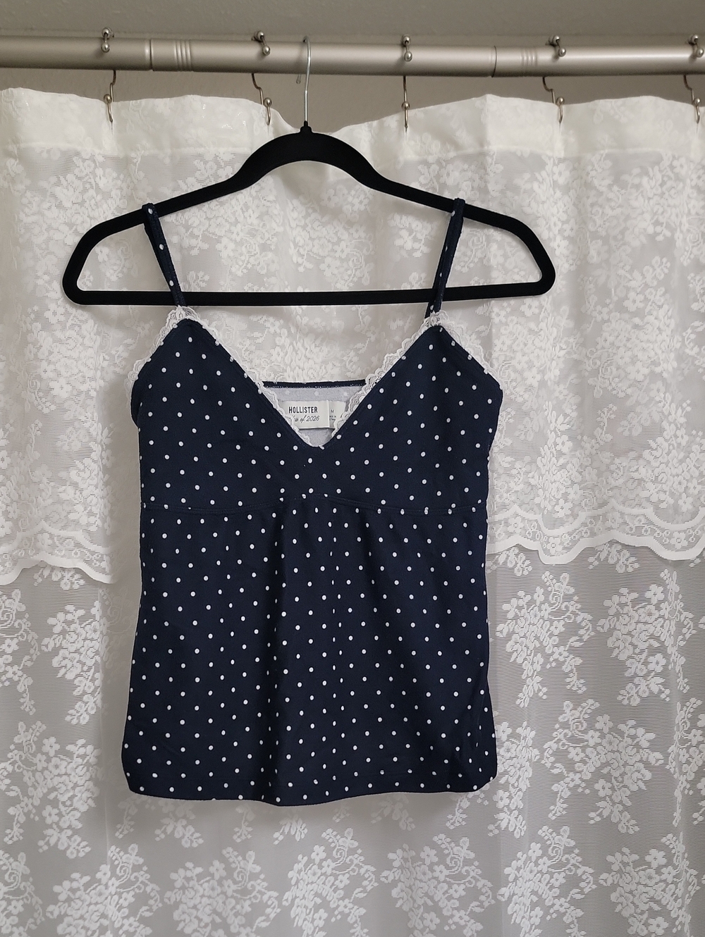 Hollister Navy Polka Dot Lace-Trim Camisole
